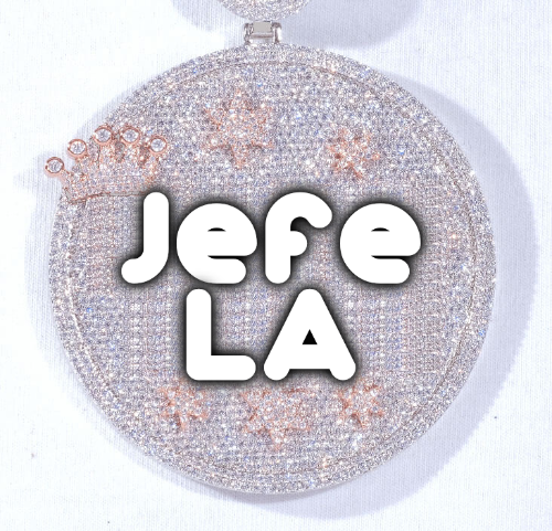 CUSTOM LETTER NECKLACE 3D BIG CROWN DISC