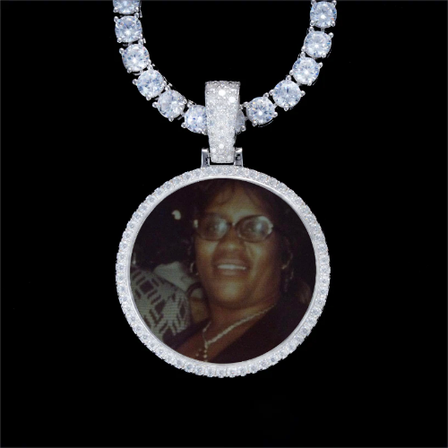925S & VVS Moissanite 3D Circle Custom Picture Pendant