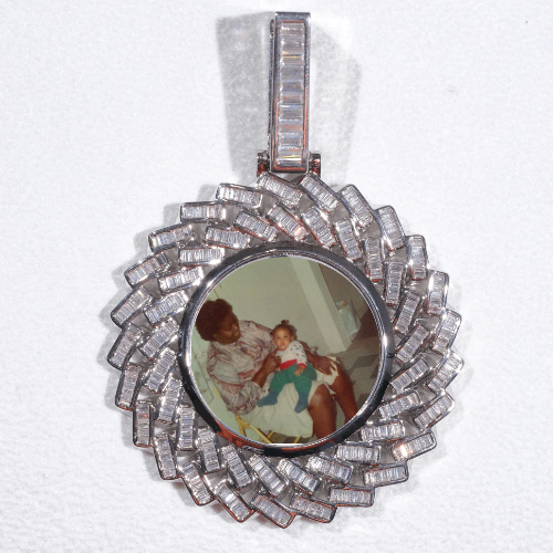 Large 3D Baguette Custom Picture Pendant