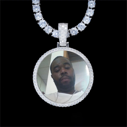 925S & VVS Moissanite 3D Circle Custom Picture Pendant