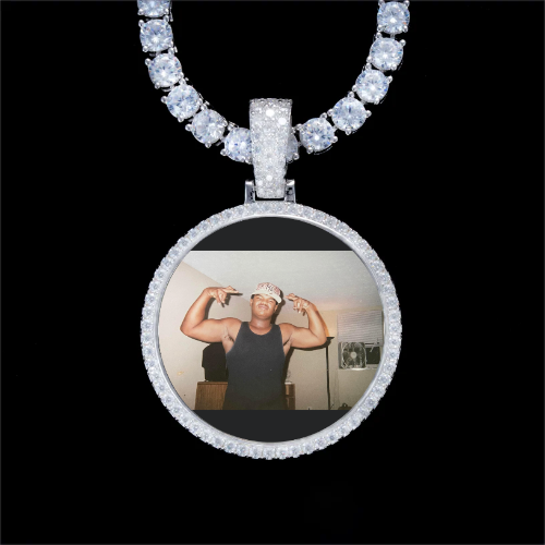925S & VVS Moissanite 3D Circle Custom Picture Pendant