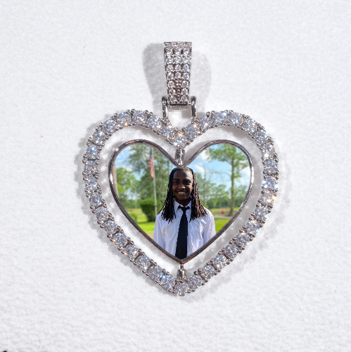 3D Spinning 2-Faced Heart Custom Picture Pendant
