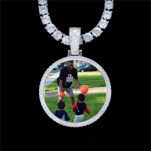 925S & VVS Moissanite 3D Circle Custom Picture Pendant