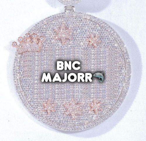CUSTOM LETTER NECKLACE 3D BIG CROWN DISC