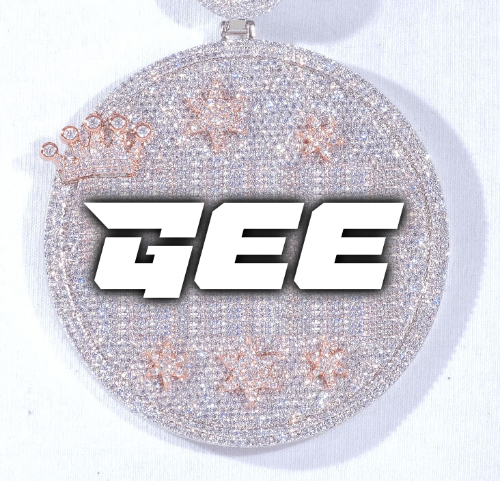 CUSTOM LETTER NECKLACE 3D BIG CROWN DISC
