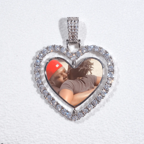 3D Spinning 2-Faced Heart Custom Picture Pendant
