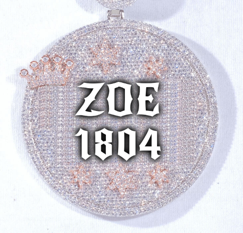 CUSTOM LETTER NECKLACE 3D BIG CROWN DISC