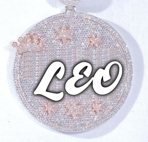 CUSTOM LETTER NECKLACE 3D BIG CROWN DISC