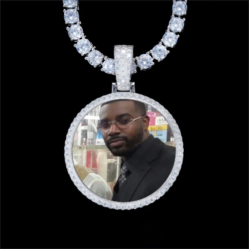 925S & VVS Moissanite 3D Circle Custom Picture Pendant
