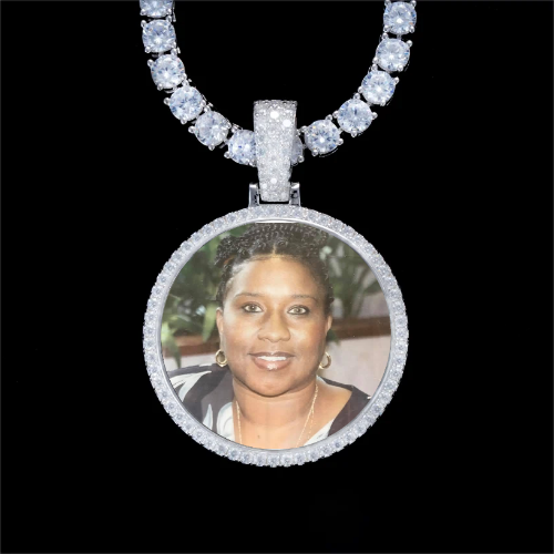 925S & VVS Moissanite 3D Circle Custom Picture Pendant