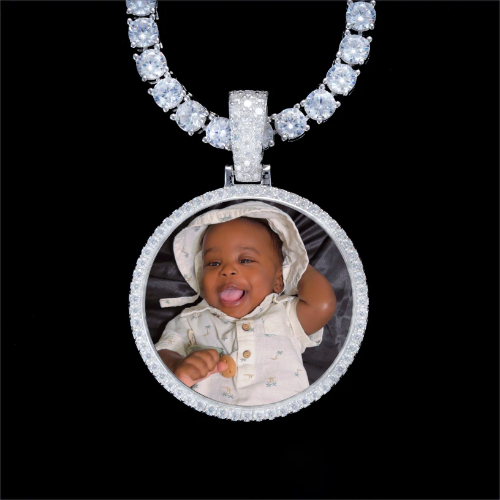 925S & VVS Moissanite 3D Circle Custom Picture Pendant