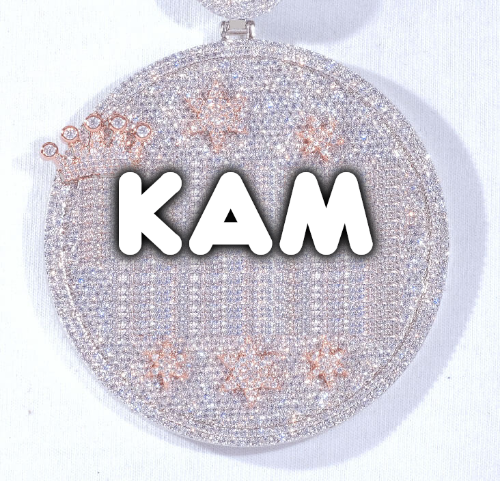 CUSTOM LETTER NECKLACE 3D BIG CROWN DISC