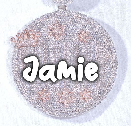 CUSTOM LETTER NECKLACE 3D BIG CROWN DISC