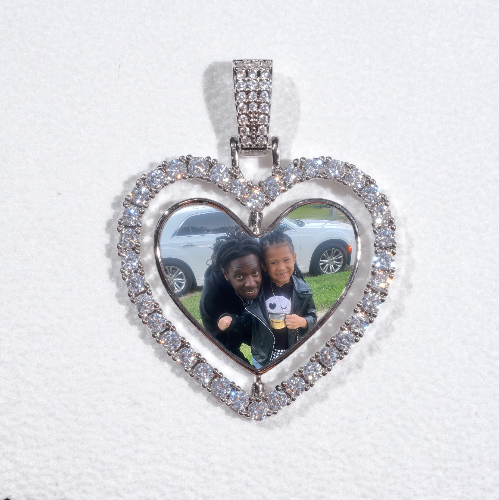 3D Spinning 2-Faced Heart Custom Picture Pendant