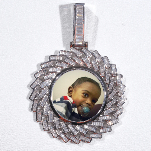 Large 3D Baguette Custom Picture Pendant