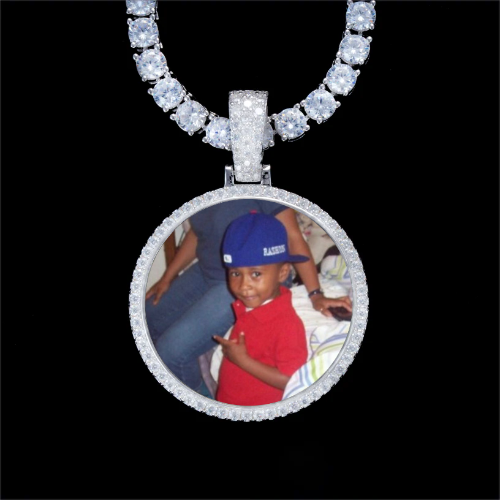 925S & VVS Moissanite 3D Circle Custom Picture Pendant