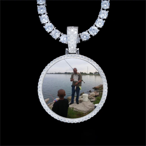 925S & VVS Moissanite 3D Circle Custom Picture Pendant
