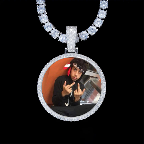 925S & VVS Moissanite 3D Circle Custom Picture Pendant