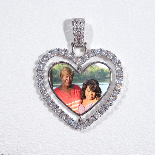 3D Spinning 2-Faced Heart Custom Picture Pendant