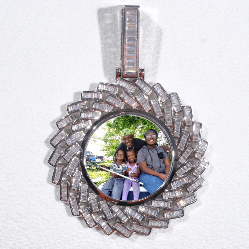 Large 3D Baguette Custom Picture Pendant
