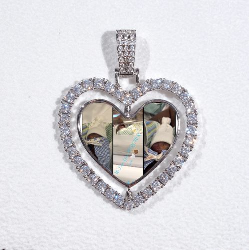 3D Spinning 2-Faced Heart Custom Picture Pendant
