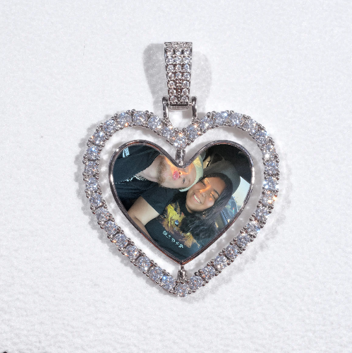 3D Spinning 2-Faced Heart Custom Picture Pendant