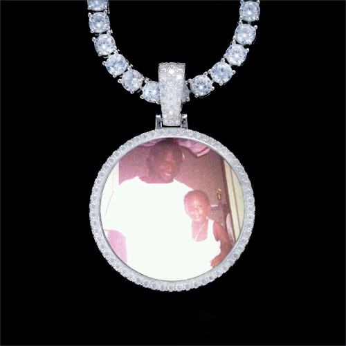 925S & VVS Moissanite 3D Circle Custom Picture Pendant