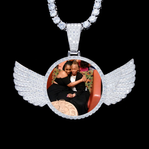 925S & VVS Moissanite 3D Wing Custom Picture Pendant