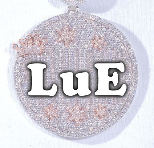 CUSTOM LETTER NECKLACE 3D BIG CROWN DISC