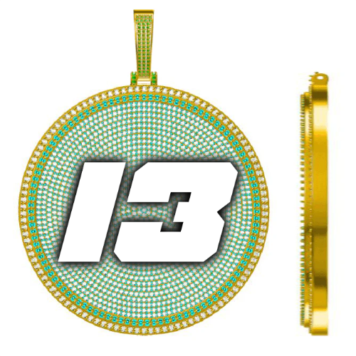 CUSTOM LETTER NECKLACE 3D BIG DISC