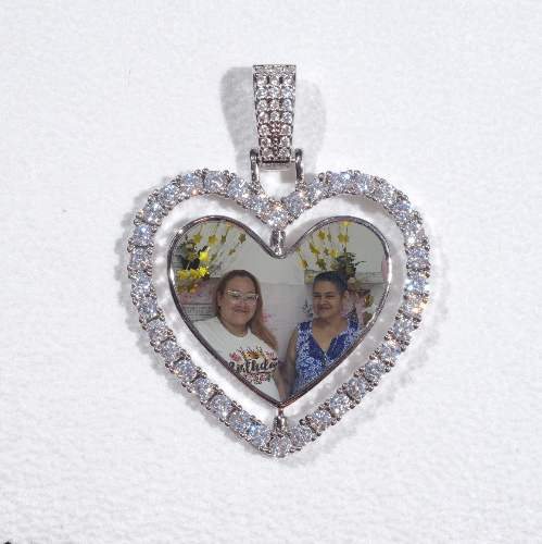 3D Spinning 2-Faced Heart Custom Picture Pendant
