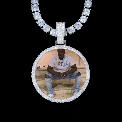 925S & VVS Moissanite 3D Circle Custom Picture Pendant