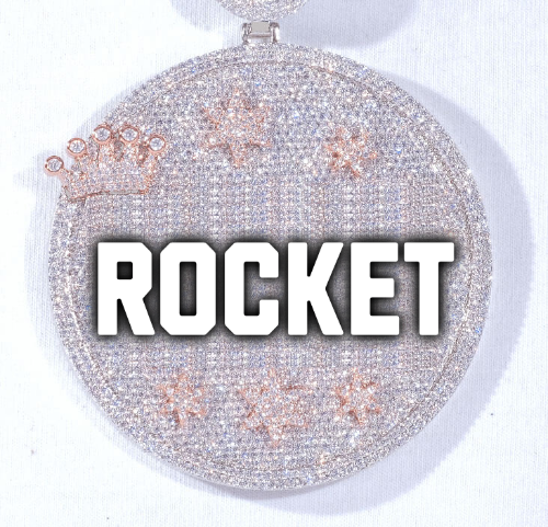 CUSTOM LETTER NECKLACE 3D BIG CROWN DISC