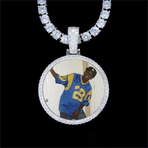 925S & VVS Moissanite 3D Circle Custom Picture Pendant