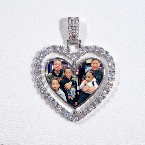 3D Spinning 2-Faced Heart Custom Picture Pendant