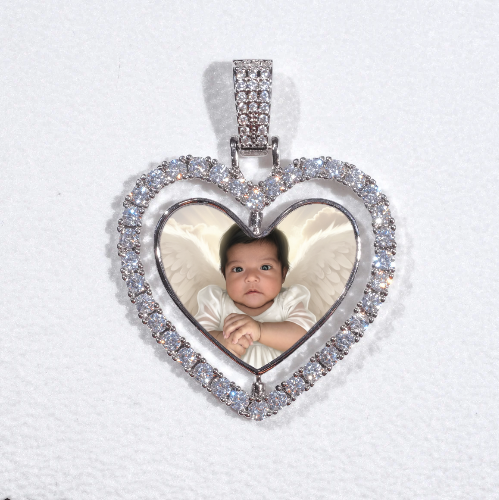 3D Spinning 2-Faced Heart Custom Picture Pendant