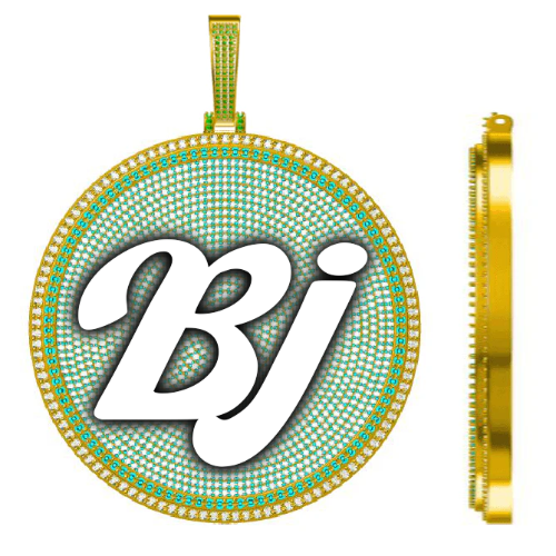 CUSTOM LETTER NECKLACE 3D BIG DISC