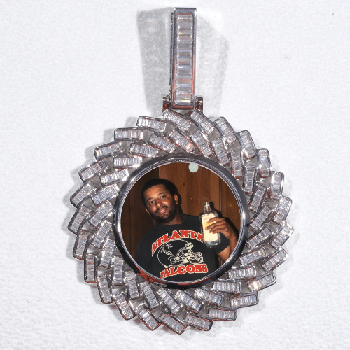 Large 3D Baguette Custom Picture Pendant