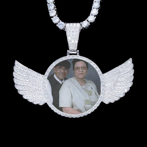 925S & VVS Moissanite 3D Wing Custom Picture Pendant
