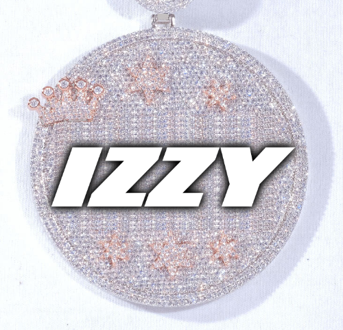 CUSTOM LETTER NECKLACE 3D BIG CROWN DISC