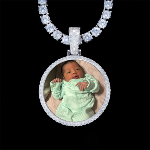 925S & VVS Moissanite 3D Circle Custom Picture Pendant