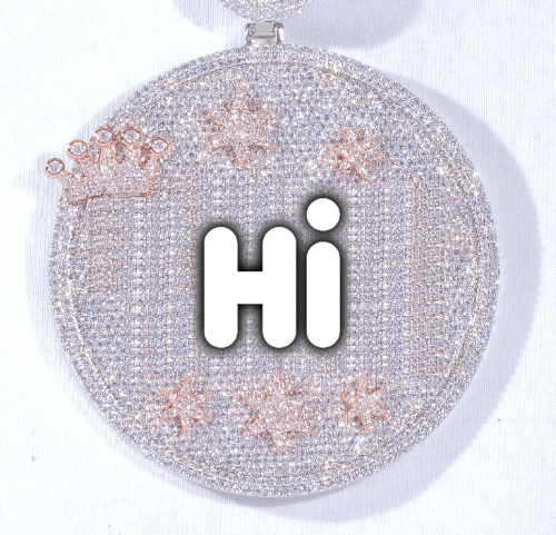 CUSTOM LETTER NECKLACE 3D BIG CROWN DISC