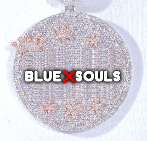 CUSTOM LETTER NECKLACE 3D BIG CROWN DISC