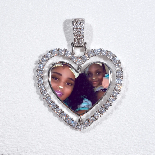 3D Spinning 2-Faced Heart Custom Picture Pendant