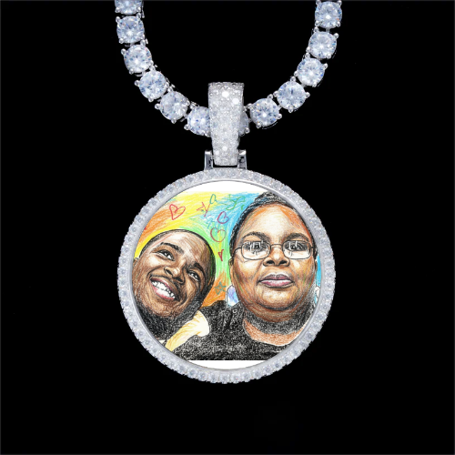 925S & VVS Moissanite 3D Circle Custom Picture Pendant
