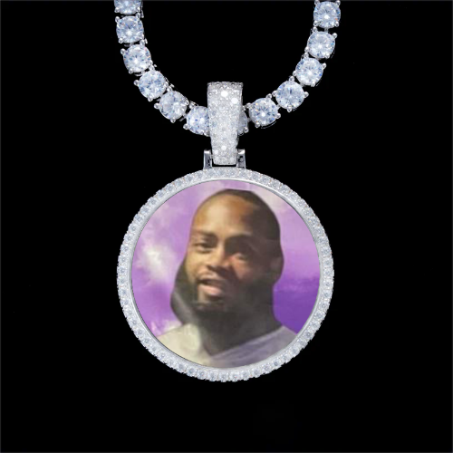925S & VVS Moissanite 3D Circle Custom Picture Pendant