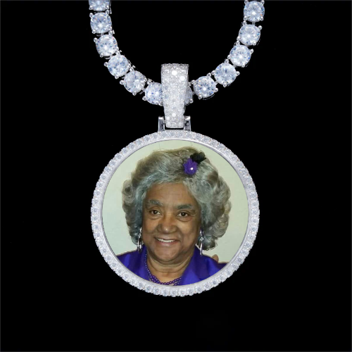 925S & VVS Moissanite 3D Circle Custom Picture Pendant