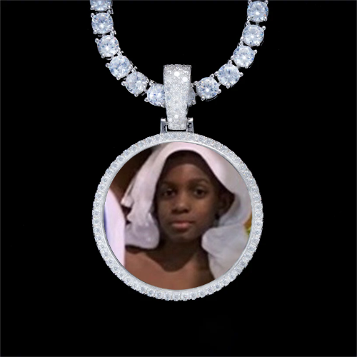 925S & VVS Moissanite 3D Circle Custom Picture Pendant