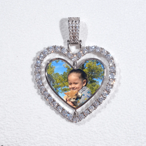 3D Spinning 2-Faced Heart Custom Picture Pendant