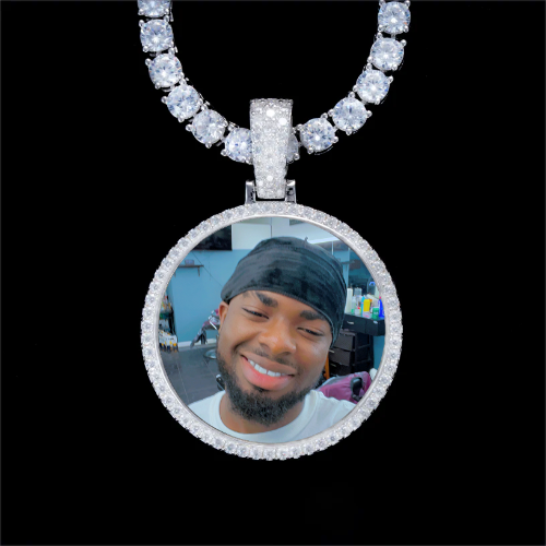 925S & VVS Moissanite 3D Circle Custom Picture Pendant